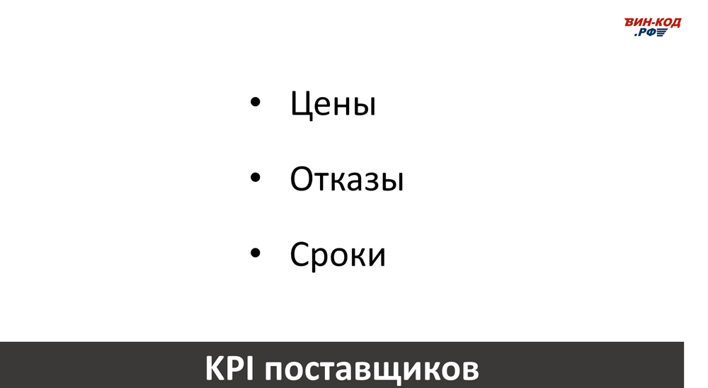 Основные KPI поставщиков в Химки, Московская область